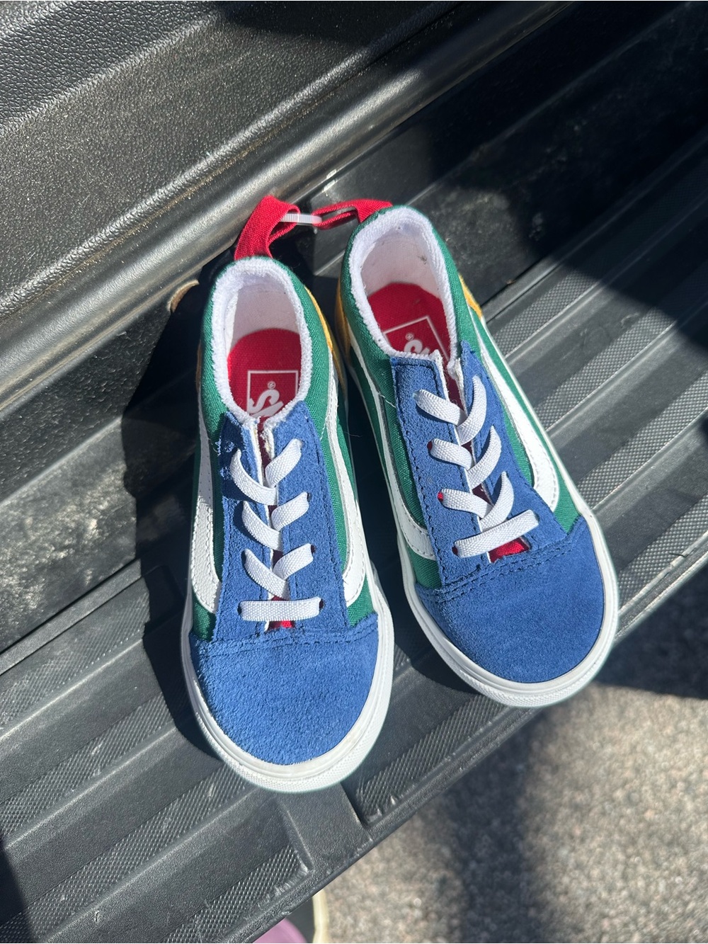Vans Kids Old Skool Sneakers in Blue, Green & Red Accents
